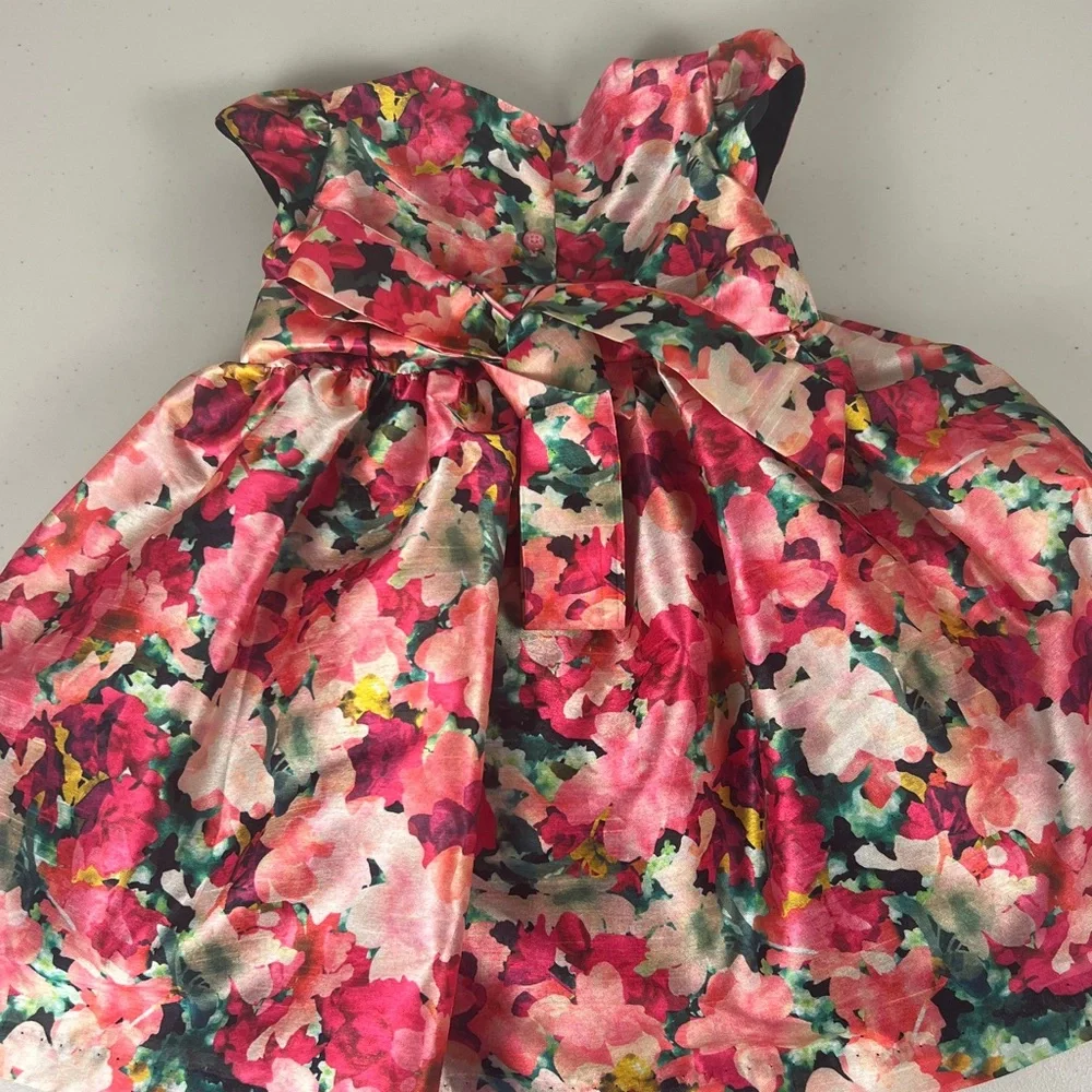Pastourelle by Pippa & Julie Satin Floral Full Skirt‎ Dress sz 2T EUC
